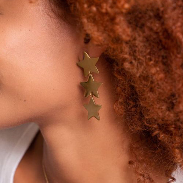 gold plated stainless steel earrings   stainless steel star earrings