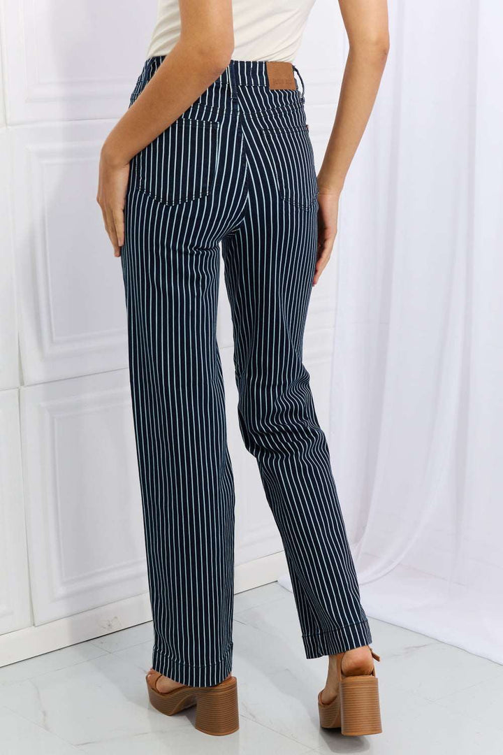 Judy Blue Cassidy Full Size High Waisted Tummy Control Striped Straigh