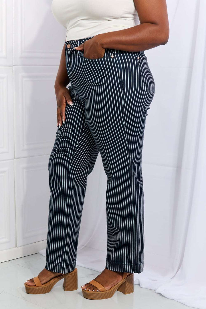 Judy Blue Cassidy Full Size High Waisted Tummy Control Striped Straigh