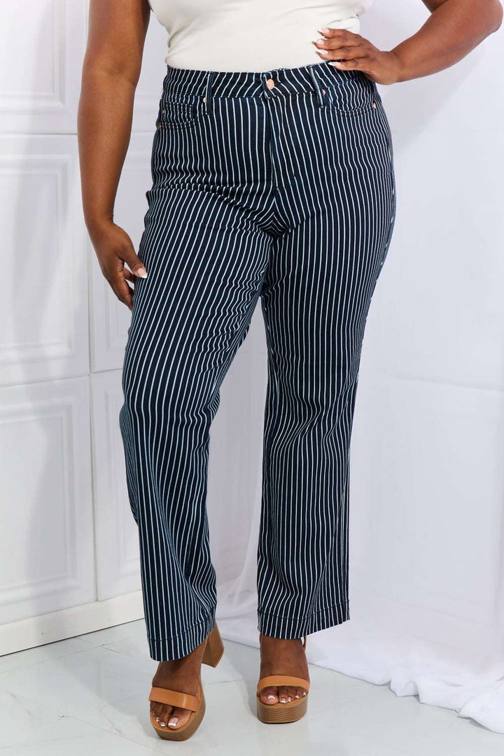 Judy Blue Cassidy Full Size High Waisted Tummy Control Striped Straigh