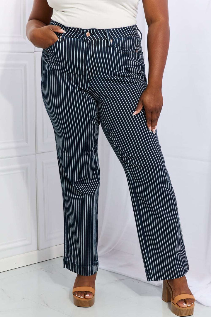 Judy Blue Cassidy Full Size High Waisted Tummy Control Striped Straigh