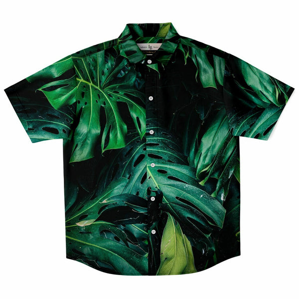 Green leaf- short sleeve button down shirt