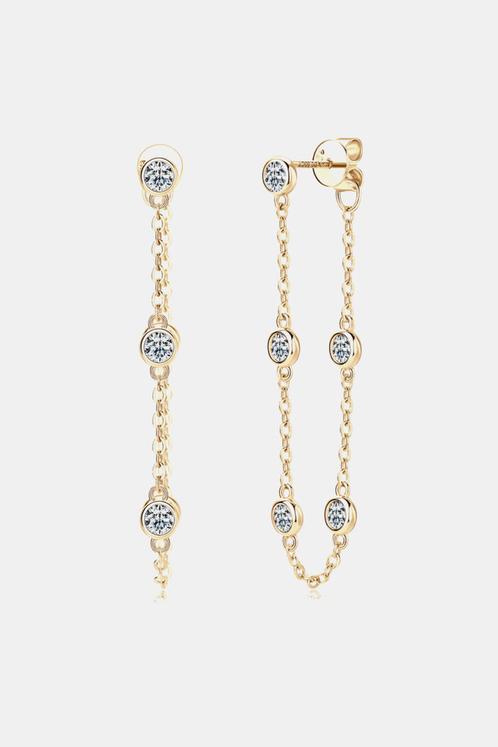 1 Carat Moissanite Earrings, Sterling Silver Chain Earrings, Moissanite Dangle Earrings, Sparkling Chain Drop Earrings, Gemstone Chain Earrings, Ethical Jewelry, Luxurious Silver Earrings, Elegant Moissanite Jewelry, Statement Chain Earrings, Affordable Luxury Earrings.