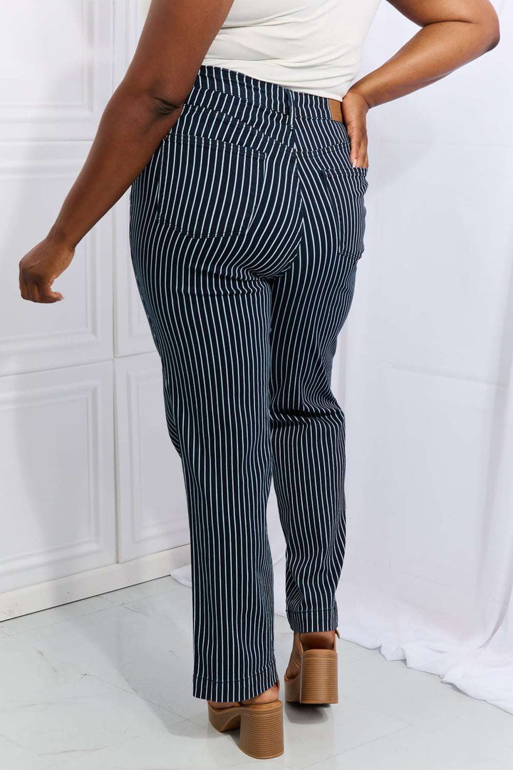 Judy Blue Cassidy Full Size High Waisted Tummy Control Striped Straigh