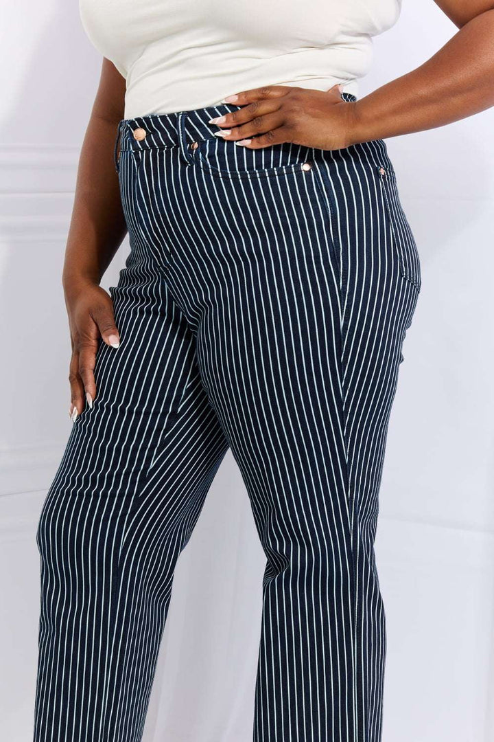 Judy Blue Cassidy Full Size High Waisted Tummy Control Striped Straigh