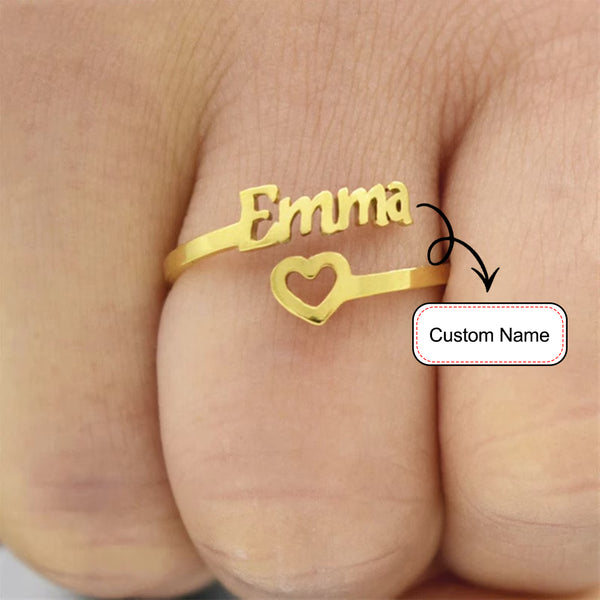 Customizable Heart Name Ring